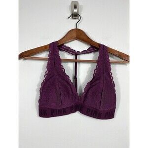 Victoria’s Secret PINK Lace Bralette Plum Purple Triangle Wireless- Small
